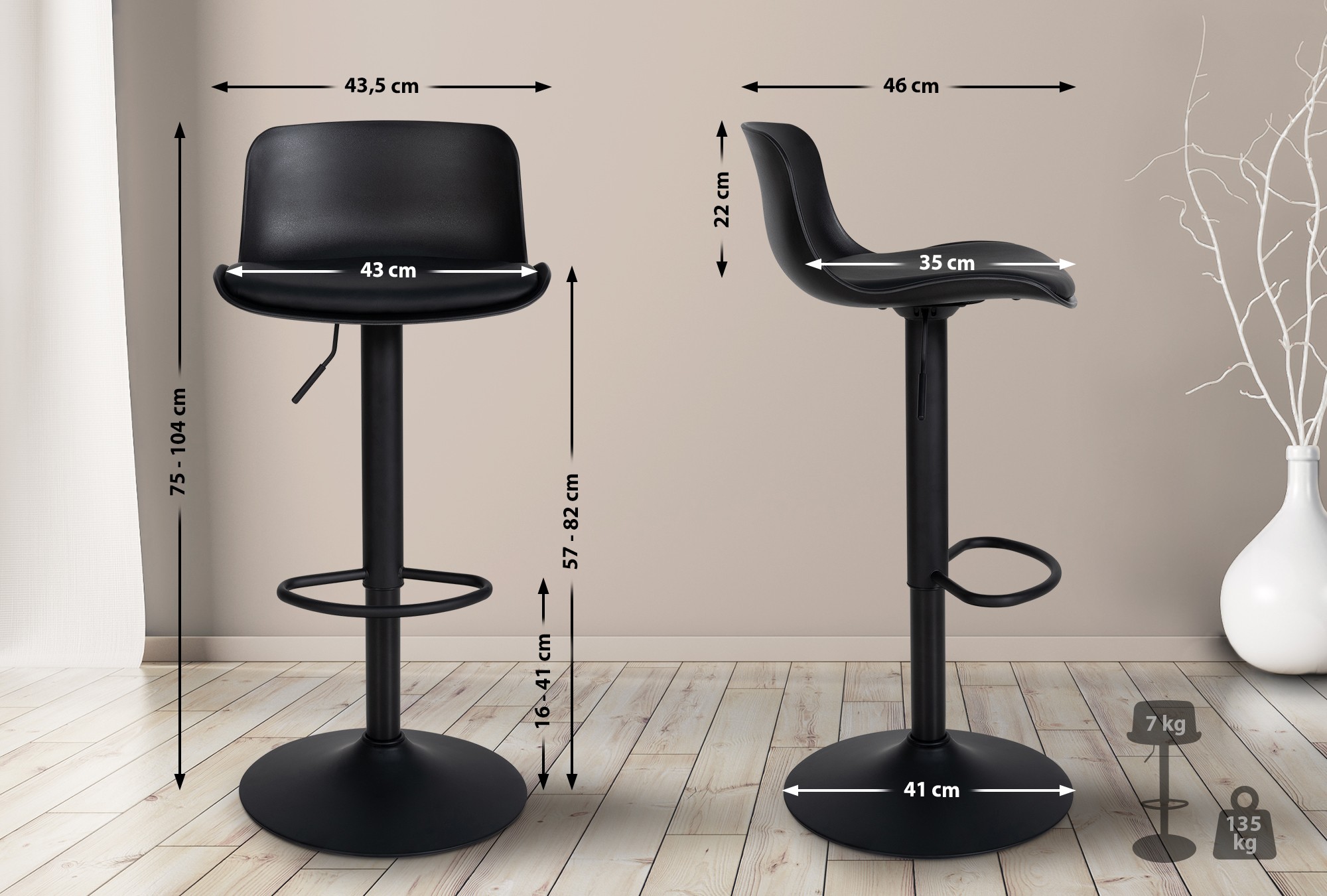 4er Set Barhocker Almada Kunstleder