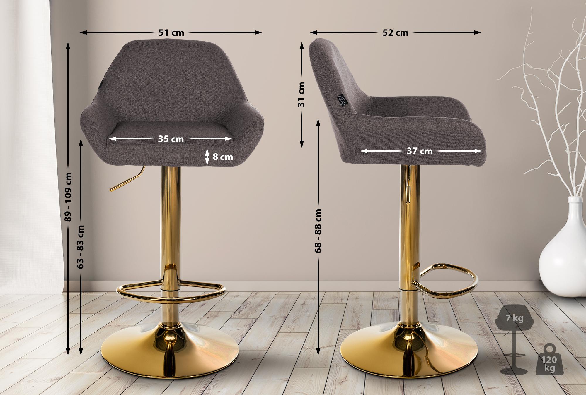 2er Set Barhocker Braga Gold Stoff