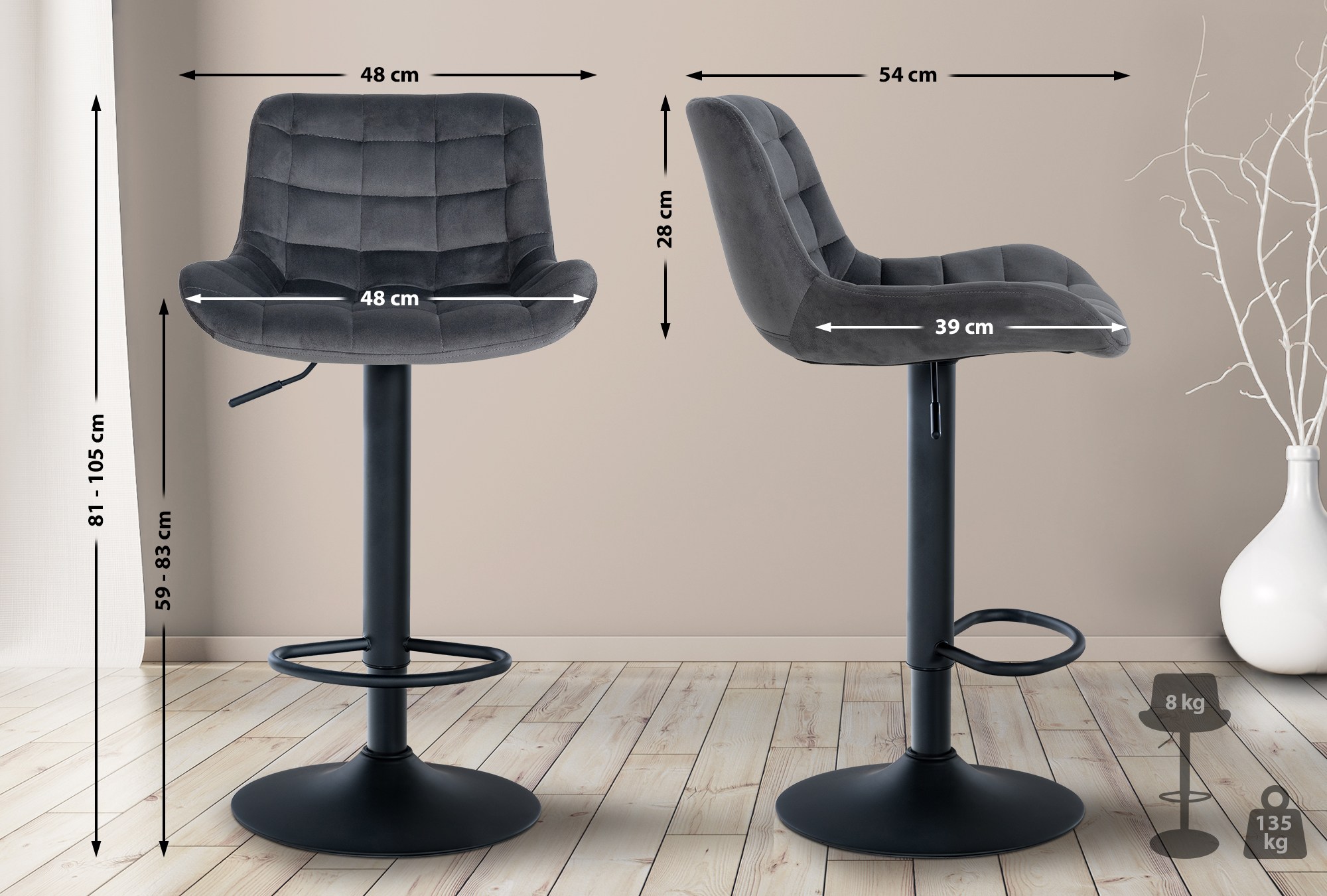 2er Set Barhocker Tover