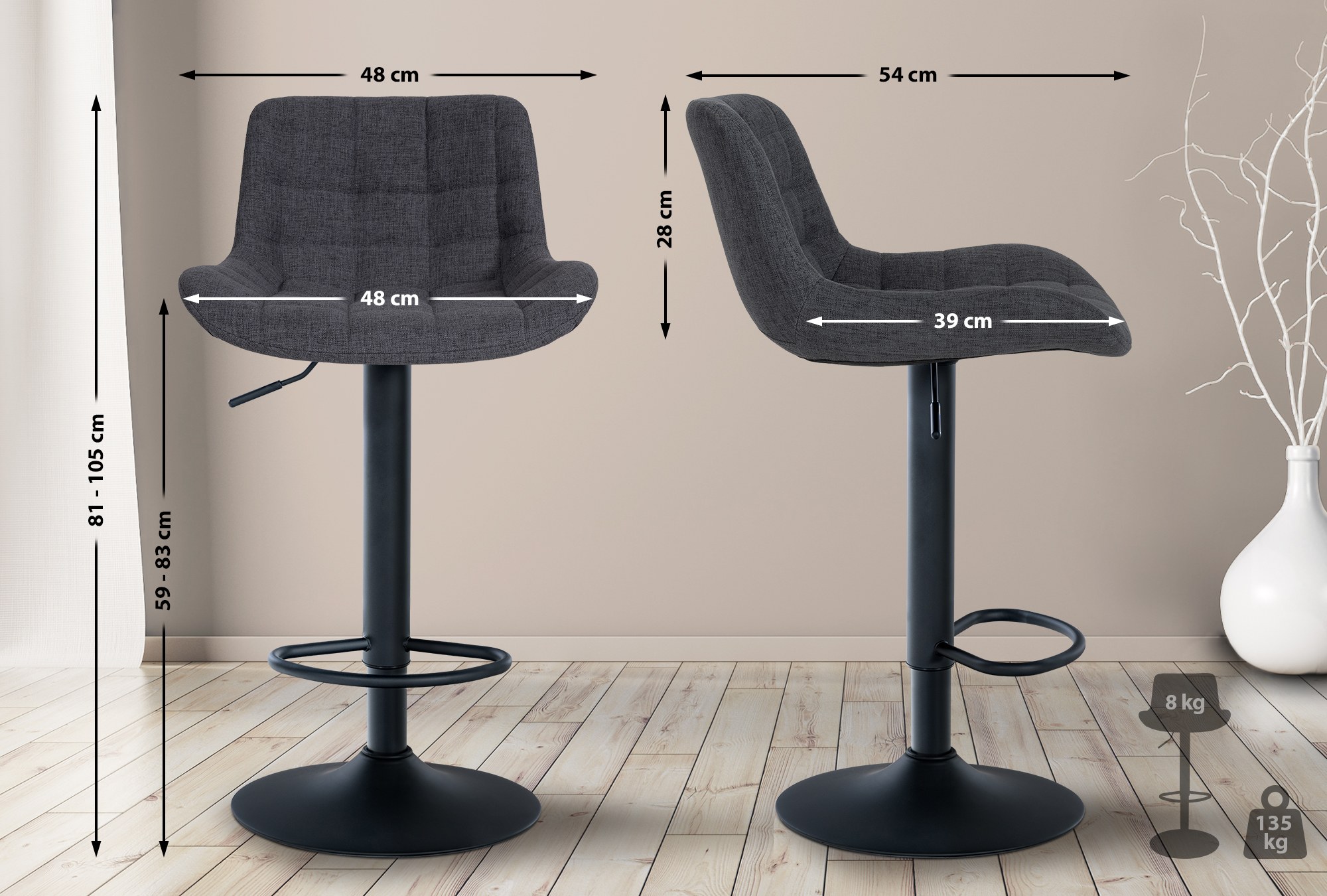 2er Set Barhocker Tover