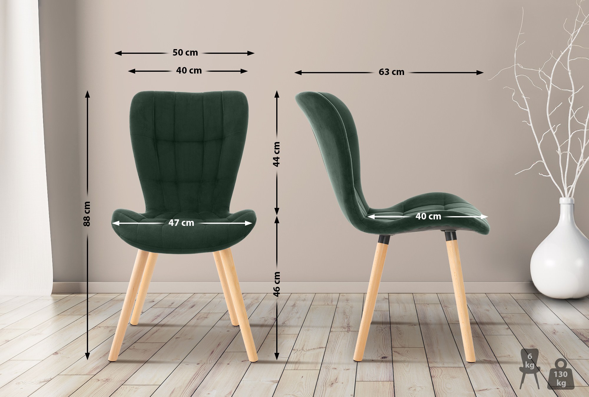2er Set Esszimmerstuhl Elda