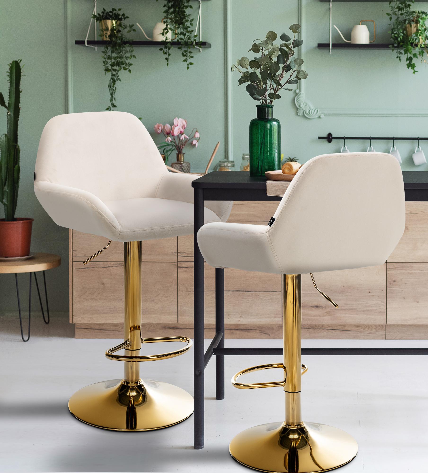 2er Set Barhocker Braga Gold Samt